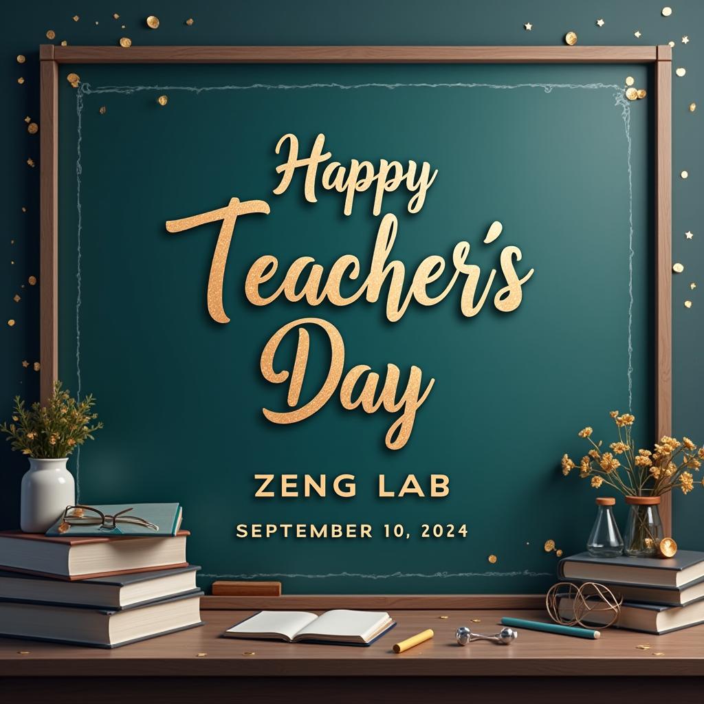 Create an electronic photo album cover for Teacher's Day with the text 'September 10, 2024', 'ZENG LAB', 'Happy Teacher's Day', and '811 Laboratory'