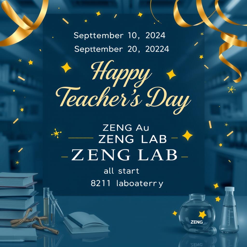 Create an electronic photo album cover for Teacher's Day that includes the following text: 'September 10, 2024', 'ZENG LAB', 'Happy Teacher's Day', and '811 Laboratory'