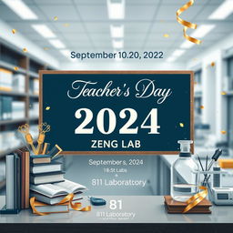 Create an electronic photo album cover for Teacher's Day that includes the following text: 'September 10, 2024', 'ZENG LAB', 'Happy Teacher's Day', and '811 Laboratory'