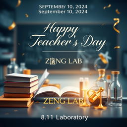 Create an electronic photo album cover for Teacher's Day that includes the following text: 'September 10, 2024', 'ZENG LAB', 'Happy Teacher's Day', and '811 Laboratory'