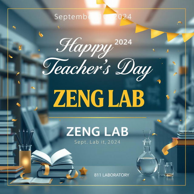 Create an electronic photo album cover for Teacher's Day that includes the following text: 'September 10, 2024', 'ZENG LAB', 'Happy Teacher's Day', and '811 Laboratory'