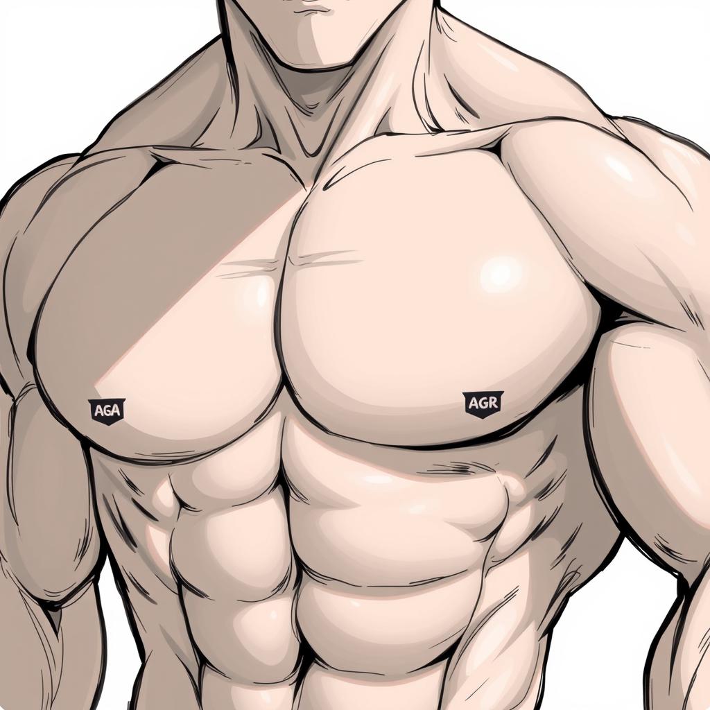 A detailed illustration focusing on muscular arms and chest