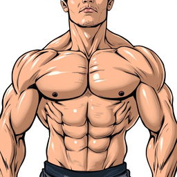 A detailed illustration focusing on muscular arms and chest