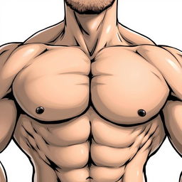 A detailed illustration focusing on muscular arms and chest