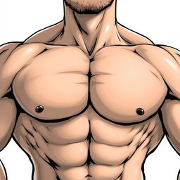 A detailed illustration focusing on muscular arms and chest