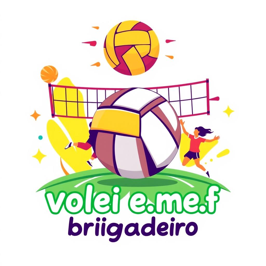 A fun and vibrant profile picture for a volleyball group named 'vôlei e