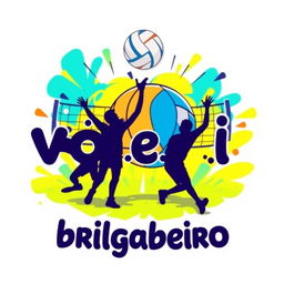 A fun and vibrant profile picture for a volleyball group named 'vôlei e