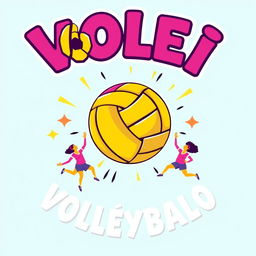 A fun and vibrant profile picture for a volleyball group named 'vôlei e