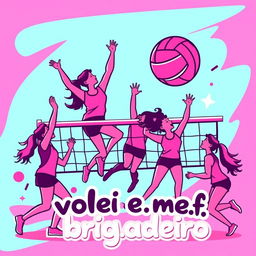 A fun and vibrant profile picture for a volleyball group named 'vôlei e