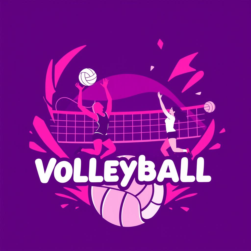 A fun and vibrant profile picture for a volleyball group named 'vôlei e