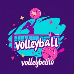 A fun and vibrant profile picture for a volleyball group named 'vôlei e