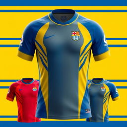 Crie uma camisa de time de futebol que se baseie na primeira imagem enviada, combinando com seu design e cores