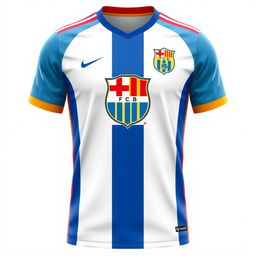 Crie uma camisa de time de futebol que se baseie na primeira imagem enviada, combinando com seu design e cores