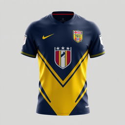 Crie uma camisa de time de futebol que se baseie na primeira imagem enviada, combinando com seu design e cores