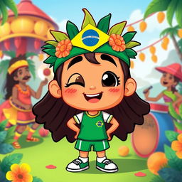 An animated illustration of a Brazilian character, featuring vibrant colors and lively expressions