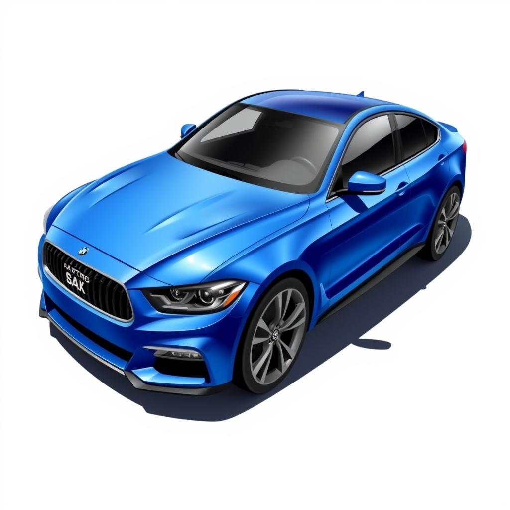 A detailed and realistic illustration of a blue car