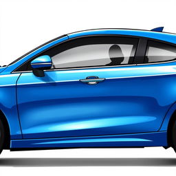 A detailed and realistic illustration of a blue car