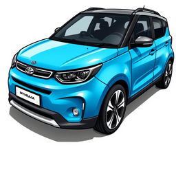 A detailed and realistic illustration of a blue car