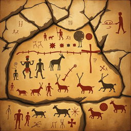 A detailed illustration of ancient rock art found in Piauí, Brazil