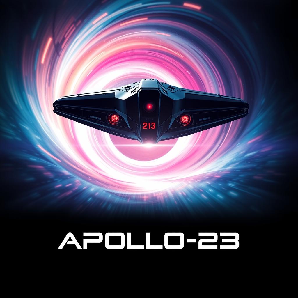 Create a movie poster for a futuristic space thriller titled 'Apollo-23'