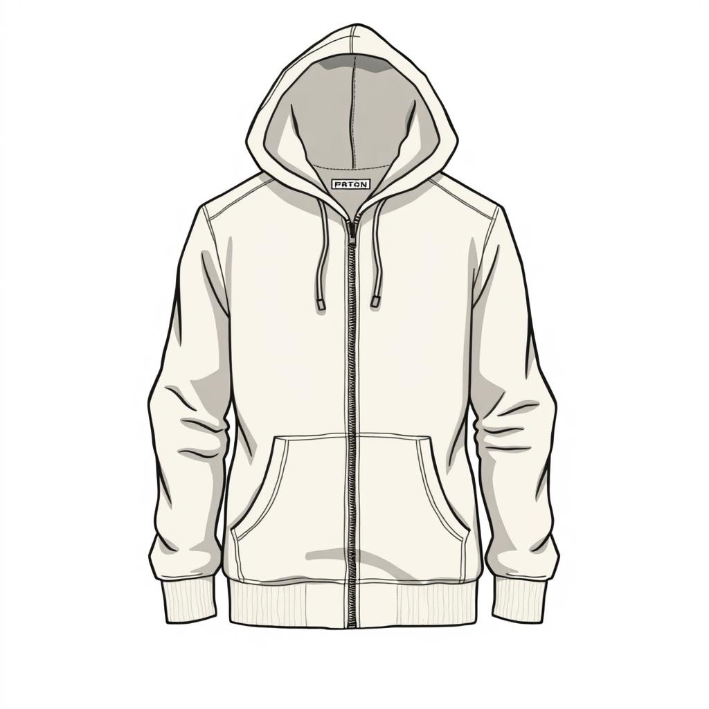 A detailed illustration of a stylish hoodie jacket, showcasing its design, texture, and color