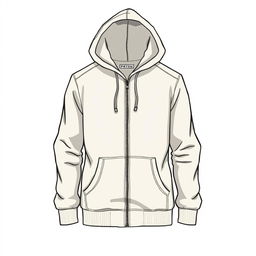 A detailed illustration of a stylish hoodie jacket, showcasing its design, texture, and color