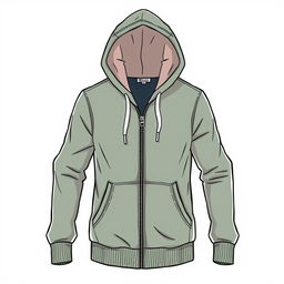 A detailed illustration of a stylish hoodie jacket, showcasing its design, texture, and color