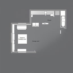 A detailed floor plan of a 100 square meter takeout food preparation facility