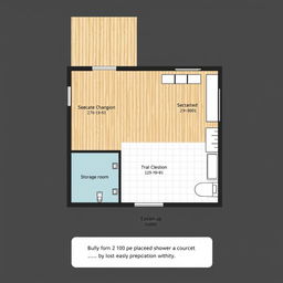 A detailed floor plan of a 100 square meter takeout food preparation facility