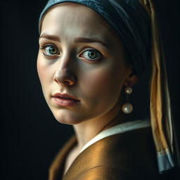 A cinematic composition raw photograph inspired by 'Girl with the Pearl Earring'