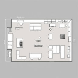 A detailed layout of a takeout food preparation facility