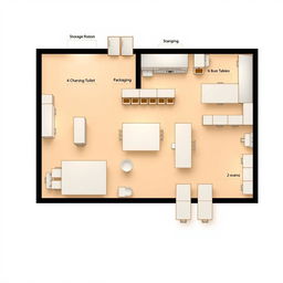 A detailed layout of a takeout food preparation facility