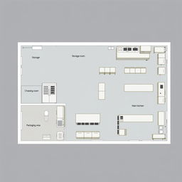 A detailed layout of a 150 square meter takeout food preparation facility