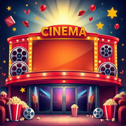 Create an eye-catching and vibrant image designed to cover a cinema