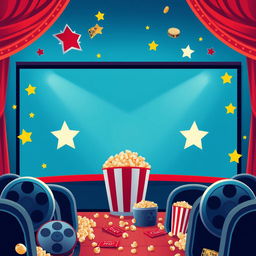 Create an eye-catching and vibrant image designed to cover a cinema