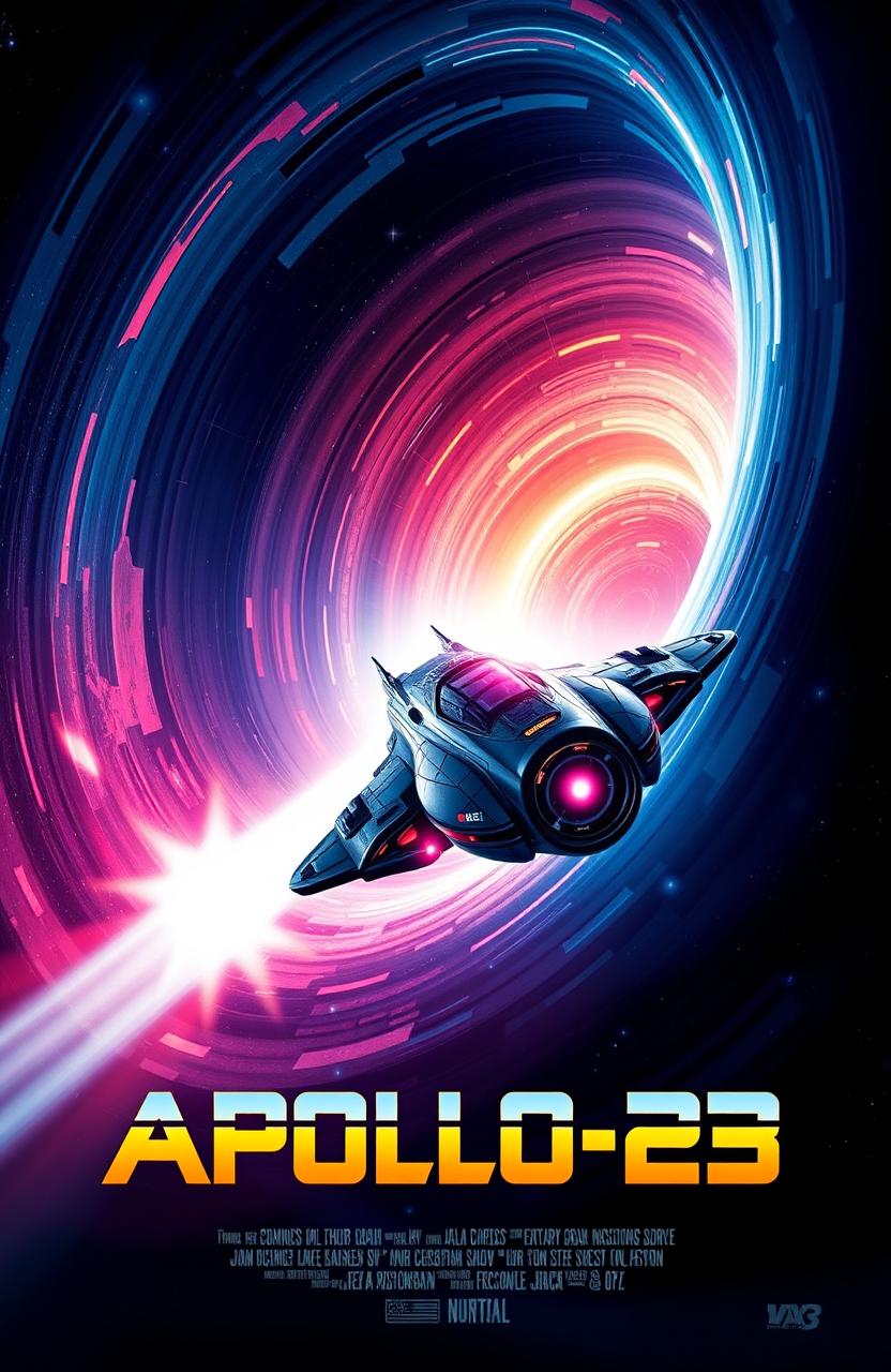 Create a movie poster for a futuristic space thriller titled 'Apollo-23'