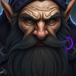 A close-up portrait of a battle-weary Dwarven Wizard