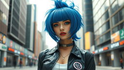 A cinematic composition raw photograph of a real-life version of Bulma from Dragon Ball