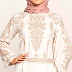 A stylish Muslimah women's top, showcasing modest fashion with elegant design, intricate patterns, and high-quality fabric