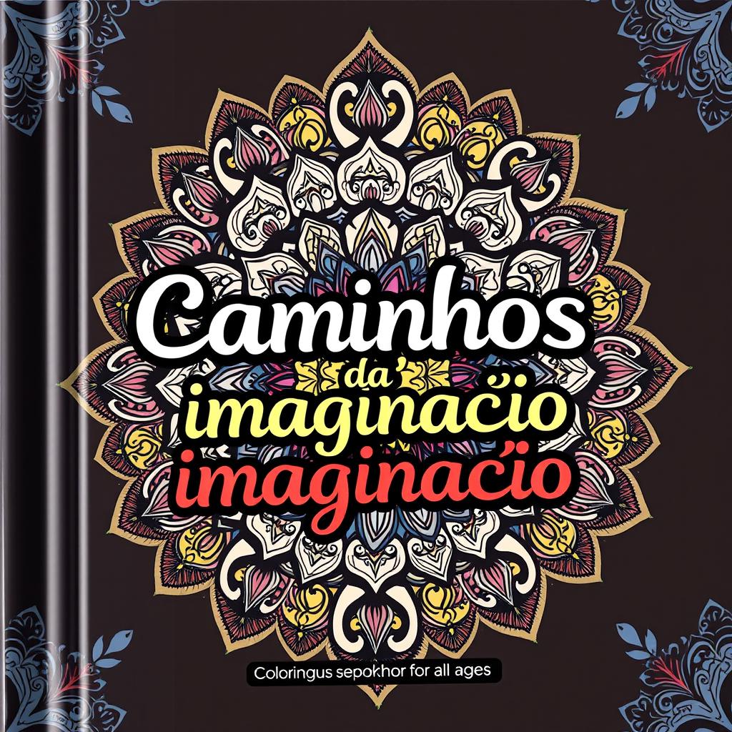 A book cover for a coloring book titled 'Caminhos da imaginação'