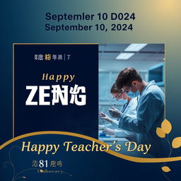 Create an electronic photo album cover for Teacher's Day with the text 'September 10, 2024', 'ZENG LAB', 'Happy Teacher's Day', and '811 Laboratory'