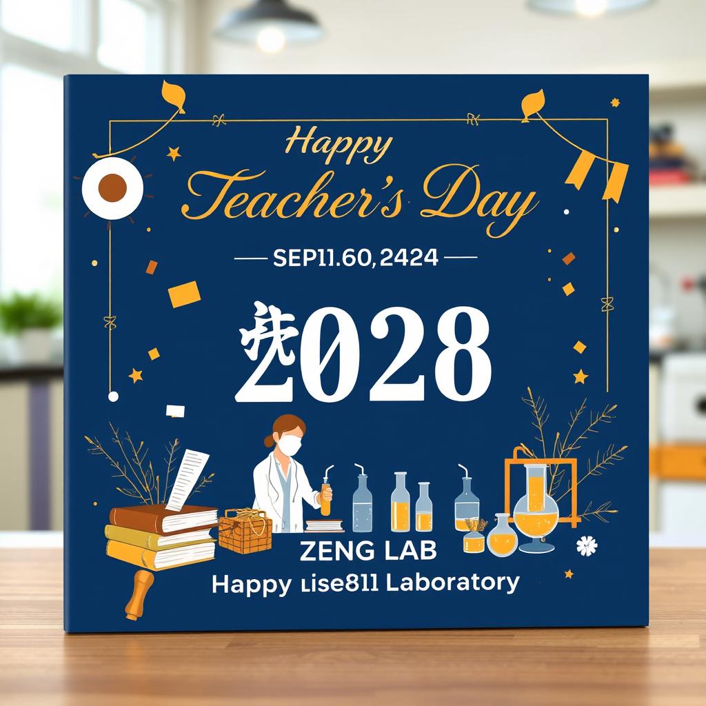 Create an electronic photo album cover for Teacher's Day that includes the following text: 'September 10, 2024', 'ZENG LAB', 'Happy Teacher's Day', and '811 Laboratory'