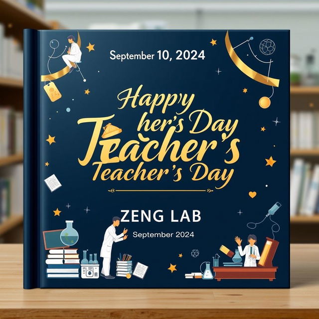 Create an electronic photo album cover for Teacher's Day that includes the following text: 'September 10, 2024', 'ZENG LAB', 'Happy Teacher's Day', and '811 Laboratory'