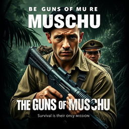 An intense movie poster for 'The Guns of Muschu', inspired by the style of the 'Sicario' movie poster