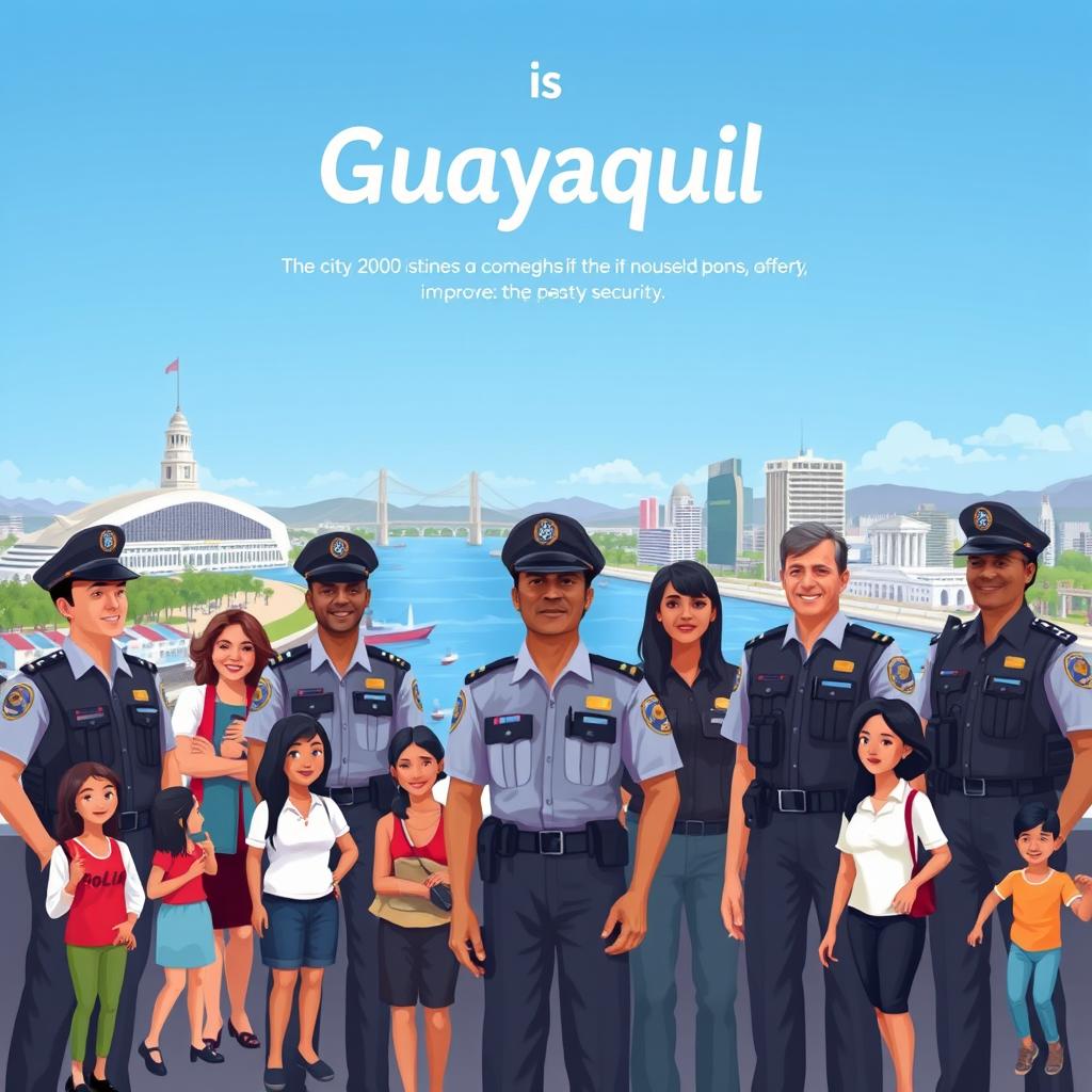 An inspiring and vibrant illustration of the city of Guayaquil, highlighting its efforts to improve security