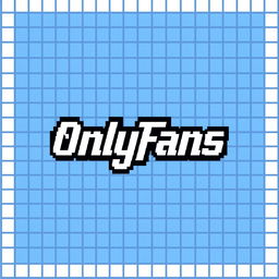 A pixel art recreation of the OnlyFans logo, using small square blocks