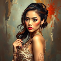 A young woman with a confident pose, depicted in a tasteful and artistic manner that highlights her femininity