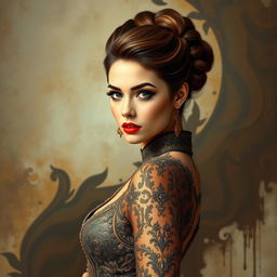 A young woman with a confident pose, depicted in a tasteful and artistic manner that highlights her femininity