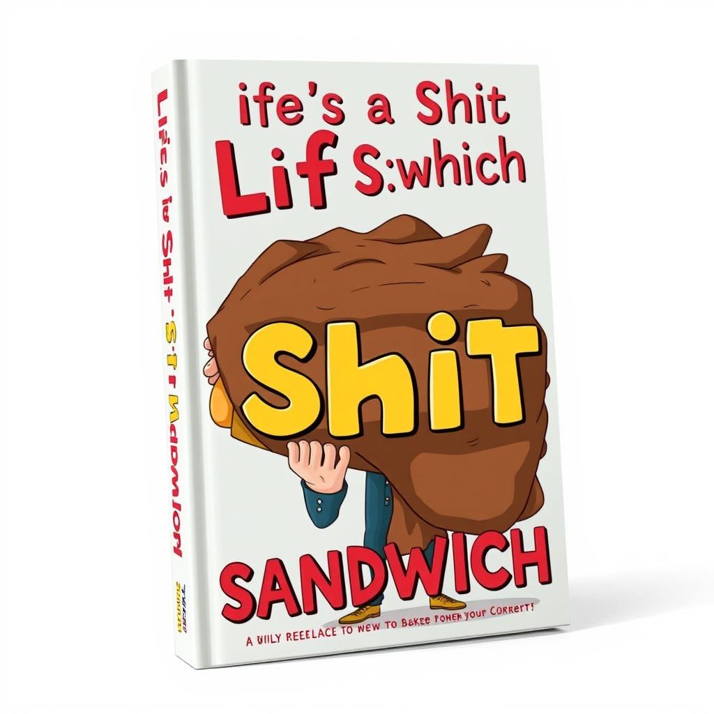 Design a book cover for 'Life's a Shit Sandwich' featuring a surreal and abstract concept