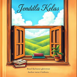 A captivating book cover for a novel titled 'Jendela Kelas'